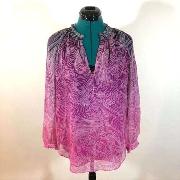 Diane Von Furstenberg Leysa Pink Silk Blouse - Size 2 - Picture 3 of 11